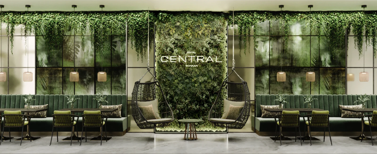 Orangerie mit Hängesesseln (Visualisierung)
